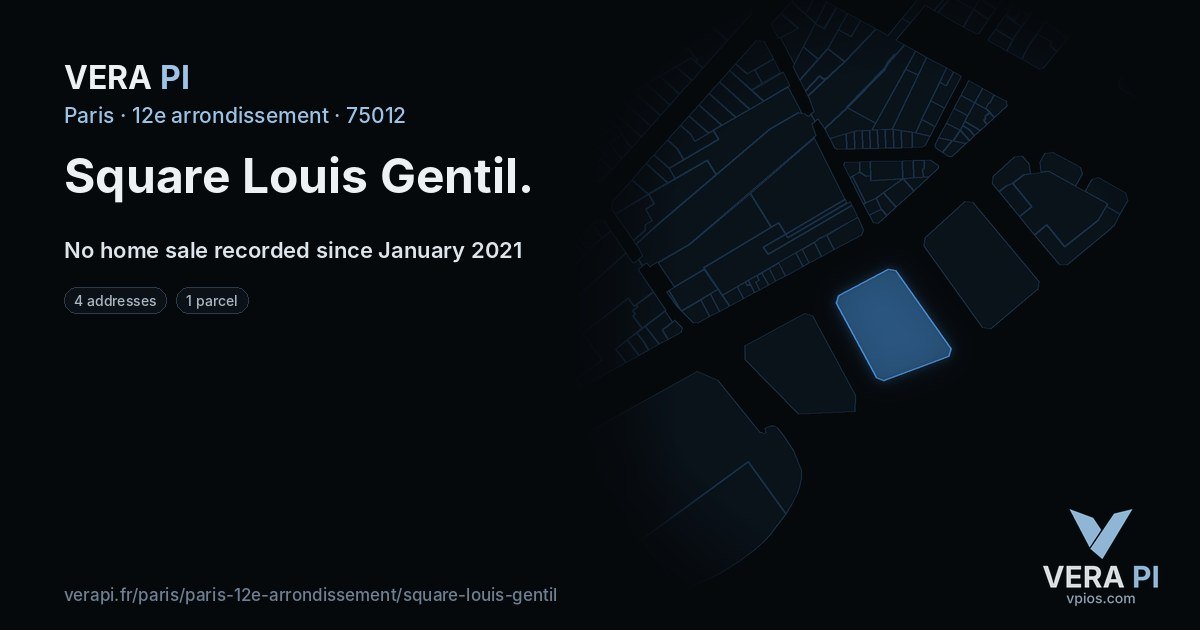 Square Louis Gentil, 12e arrondissement at night – every parcel coloured by the prices around it, the street's own parcels lit