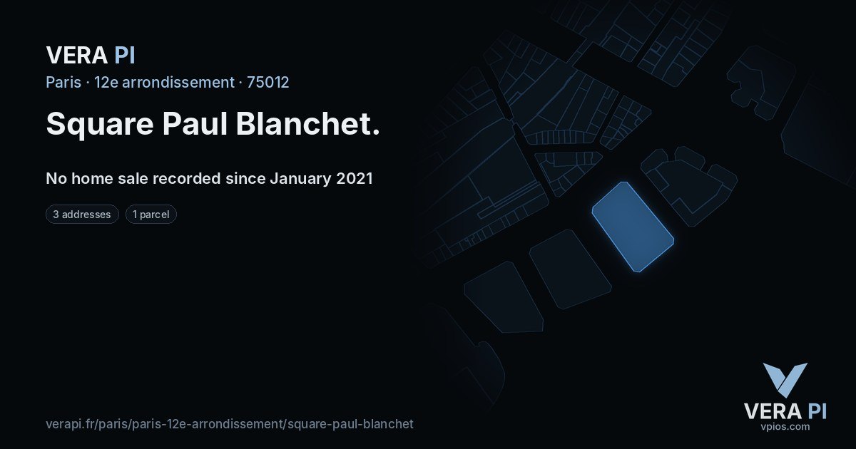 Square Paul Blanchet, 12e arrondissement at night – every parcel coloured by the prices around it, the street's own parcels lit