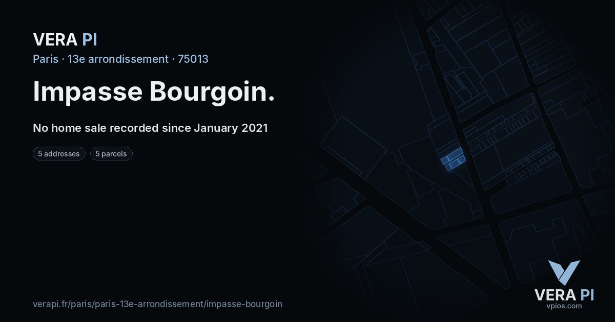 Impasse Bourgoin, 13e arrondissement at night – every parcel coloured by the prices around it, the street's own parcels lit