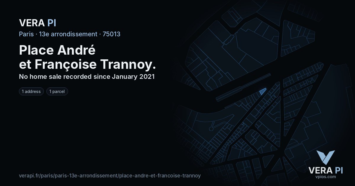 Place André et Françoise Trannoy, 13e arrondissement at night – every parcel coloured by the prices around it, the street's own parcels lit