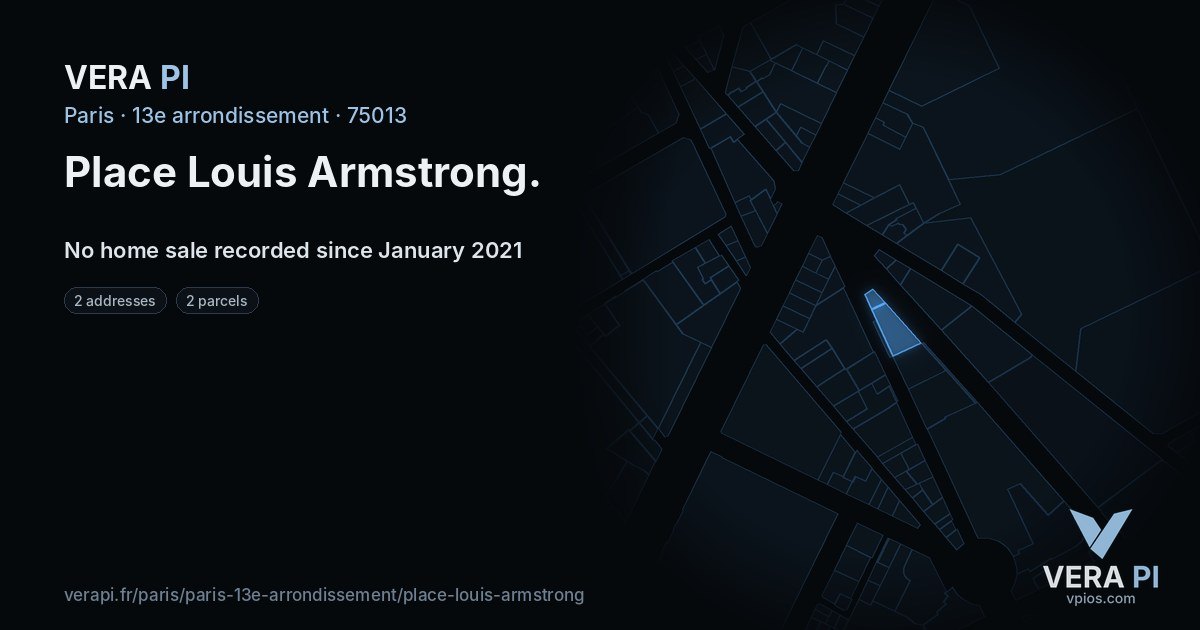 Place Louis Armstrong, 13e arrondissement at night – every parcel coloured by the prices around it, the street's own parcels lit