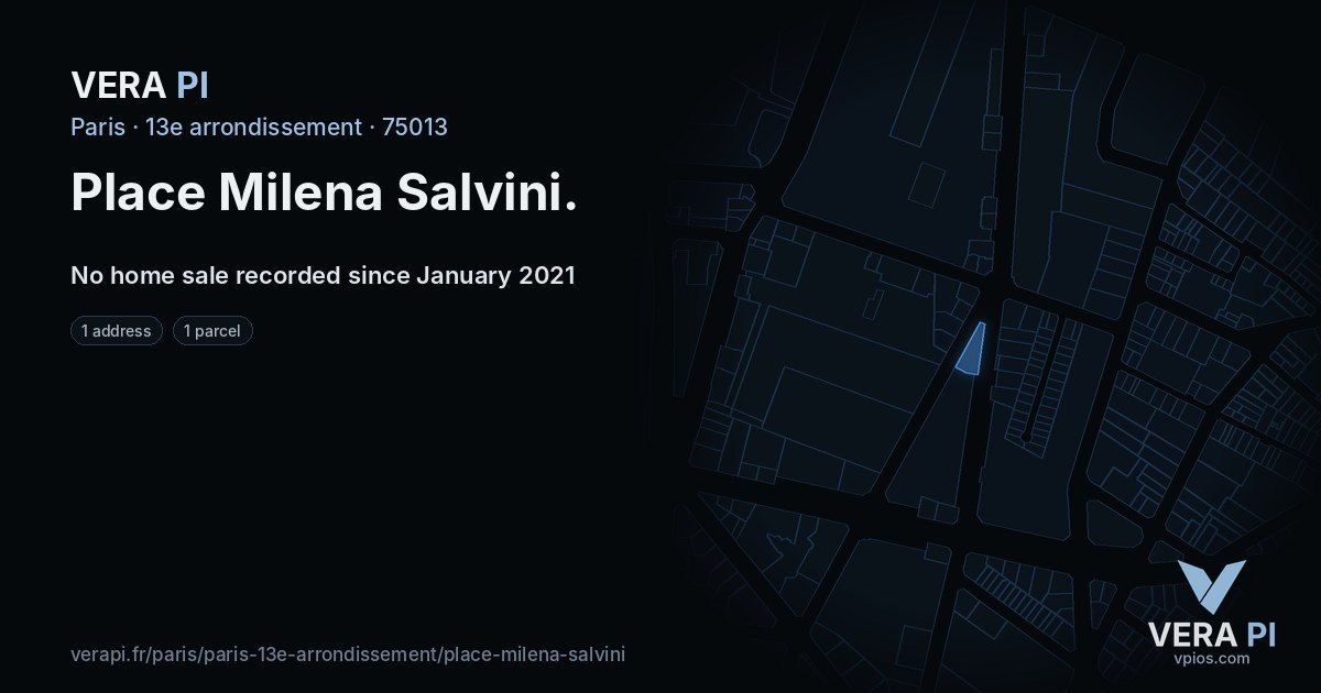 Place Milena Salvini, 13e arrondissement at night – every parcel coloured by the prices around it, the street's own parcels lit