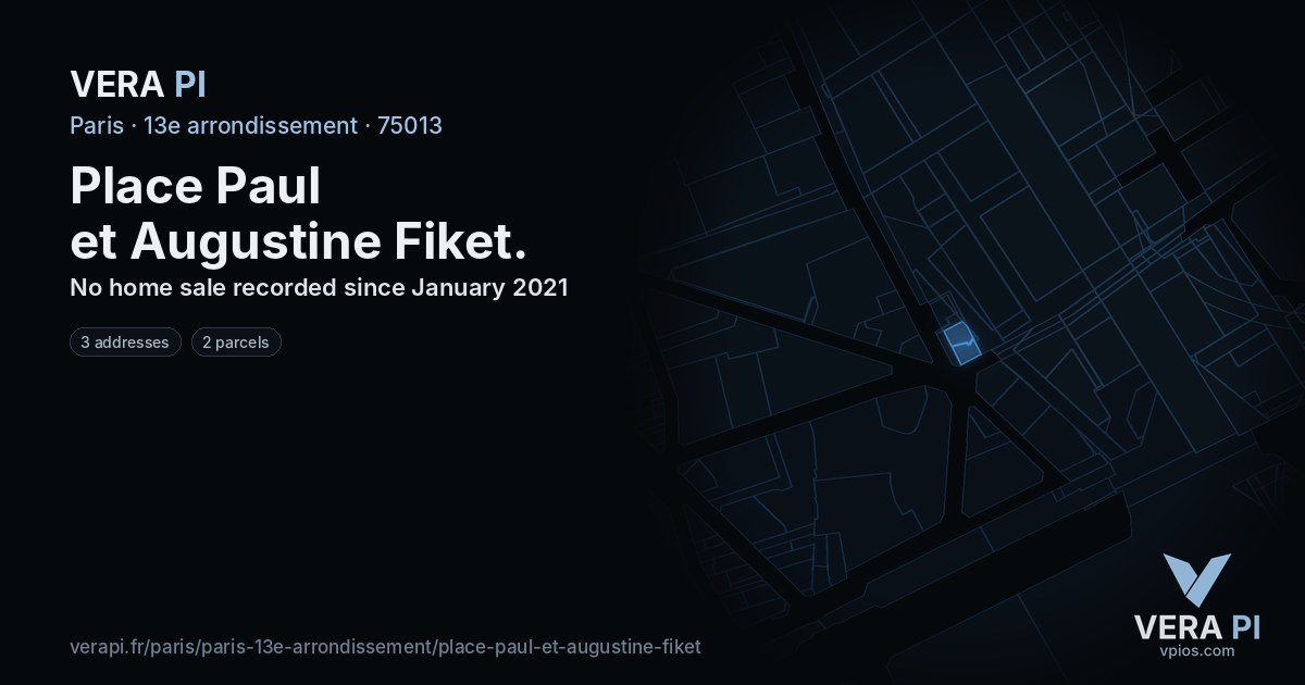 Place Paul et Augustine Fiket, 13e arrondissement at night – every parcel coloured by the prices around it, the street's own parcels lit