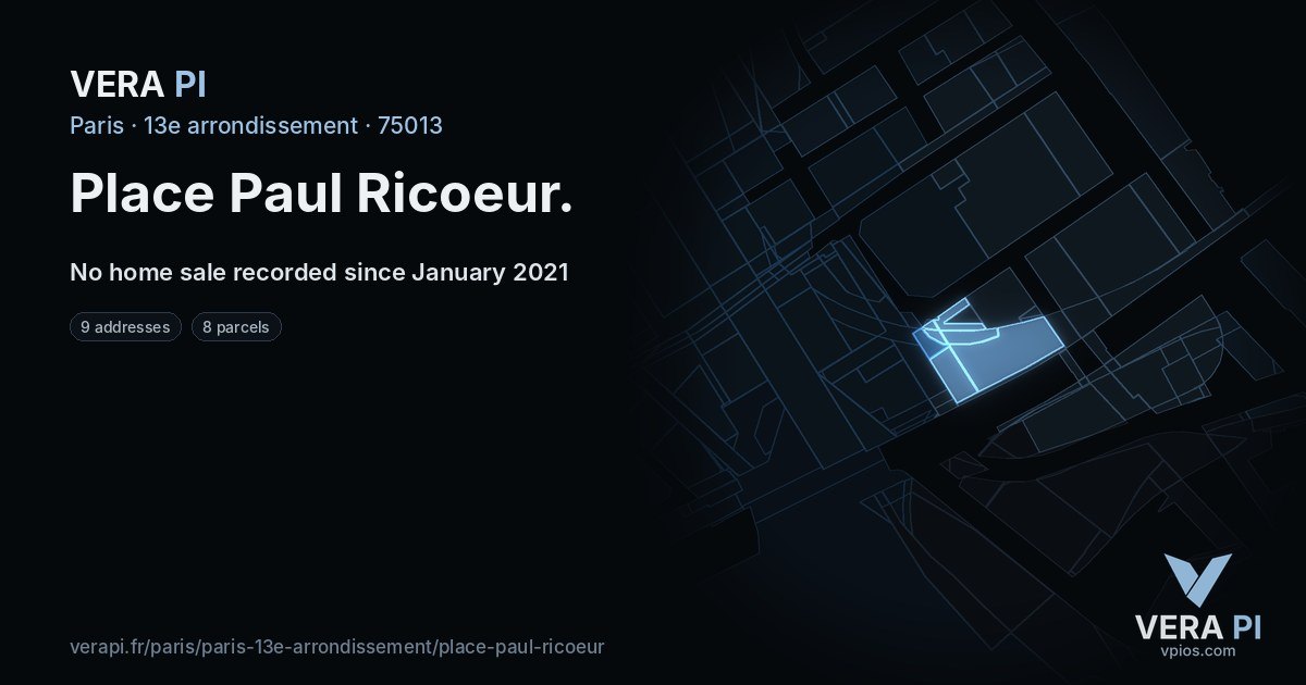 Place Paul Ricoeur, 13e arrondissement at night – every parcel coloured by the prices around it, the street's own parcels lit