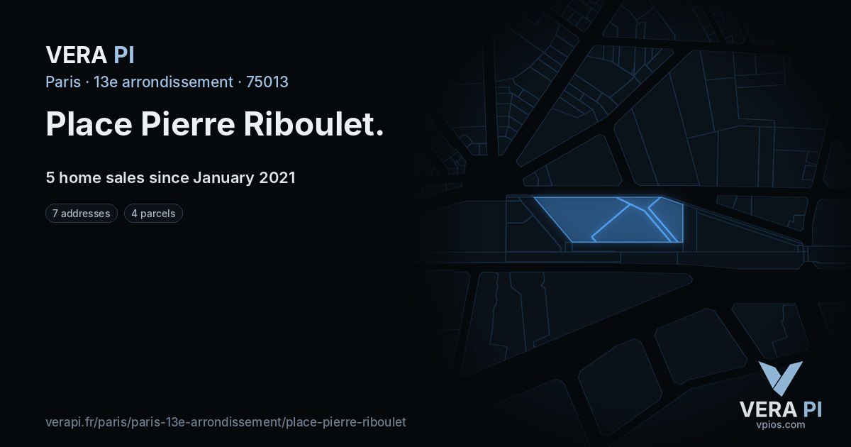 Place Pierre Riboulet, 13e arrondissement at night – every parcel coloured by the prices around it, the street's own parcels lit