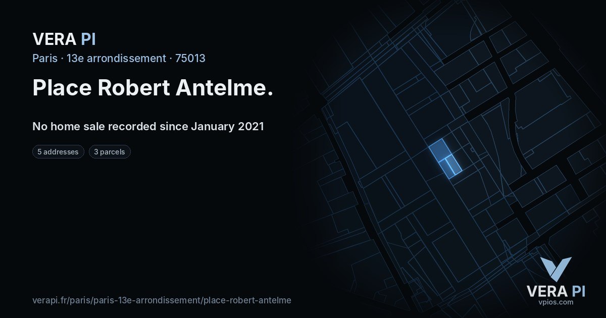 Place Robert Antelme, 13e arrondissement at night – every parcel coloured by the prices around it, the street's own parcels lit