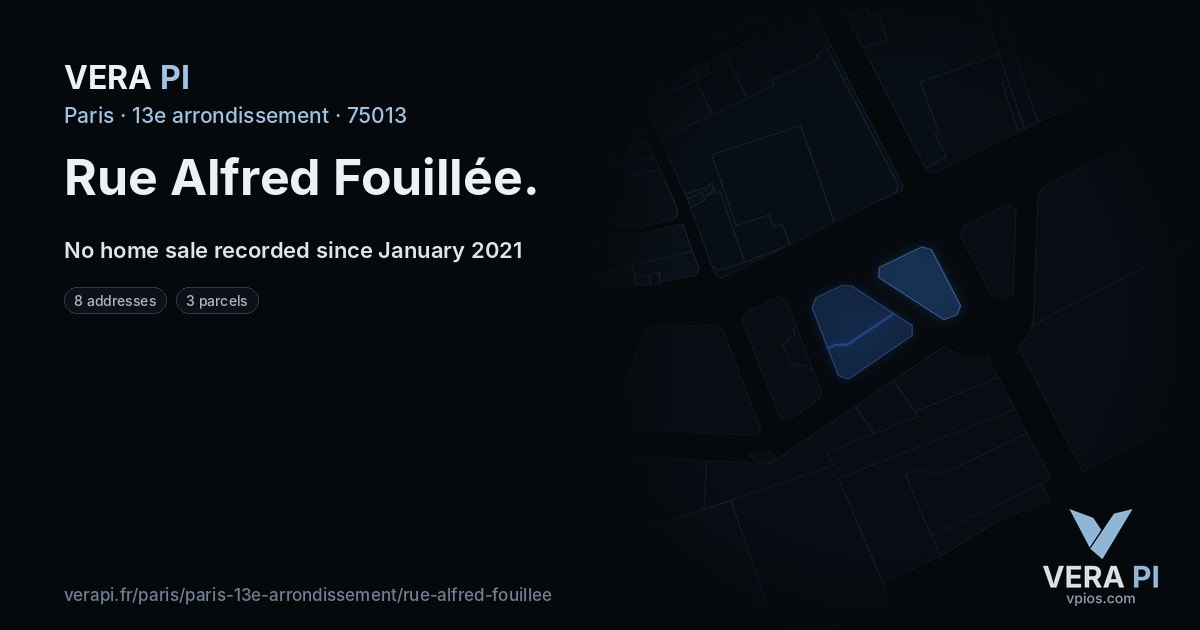 Rue Alfred Fouillée, 13e arrondissement at night – every parcel coloured by the prices around it, the street's own parcels lit