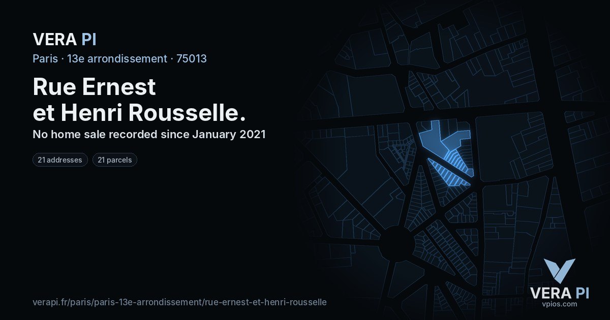 Rue Ernest et Henri Rousselle, 13e arrondissement at night – every parcel coloured by the prices around it, the street's own parcels lit