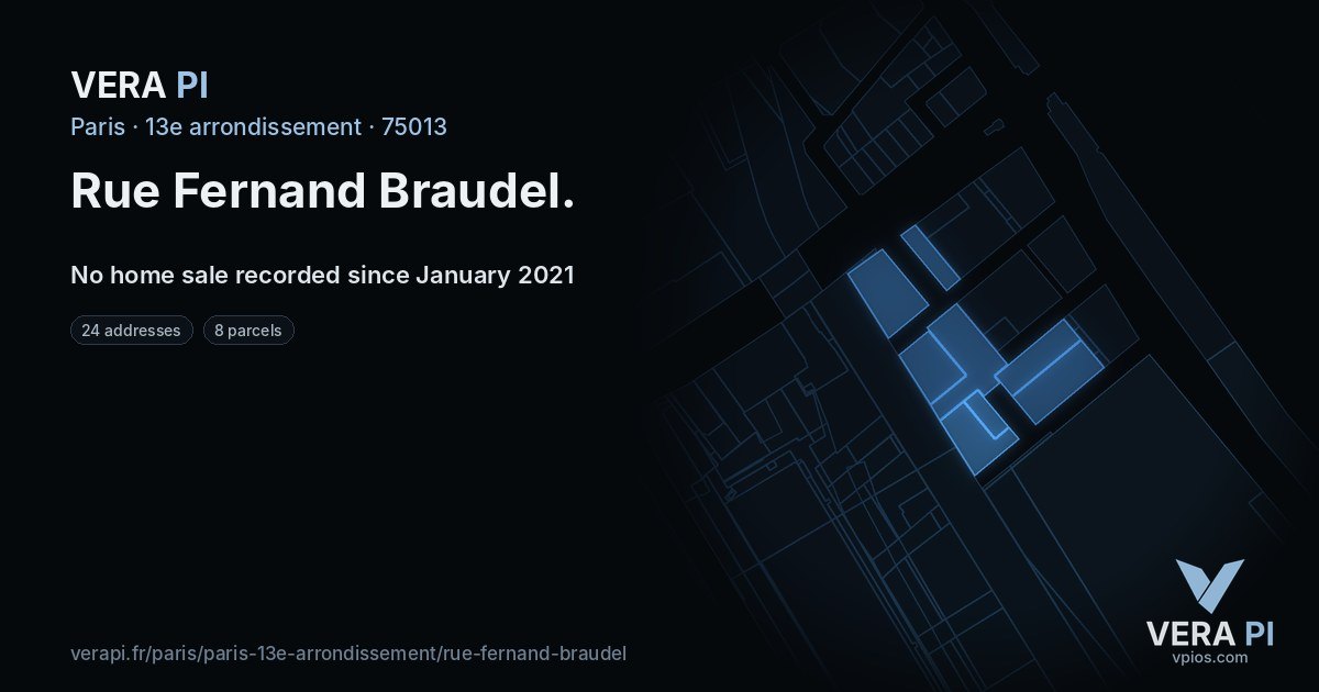 Rue Fernand Braudel, 13e arrondissement at night – every parcel coloured by the prices around it, the street's own parcels lit
