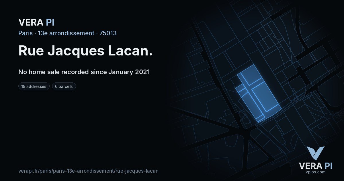 Rue Jacques Lacan, 13e arrondissement at night – every parcel coloured by the prices around it, the street's own parcels lit