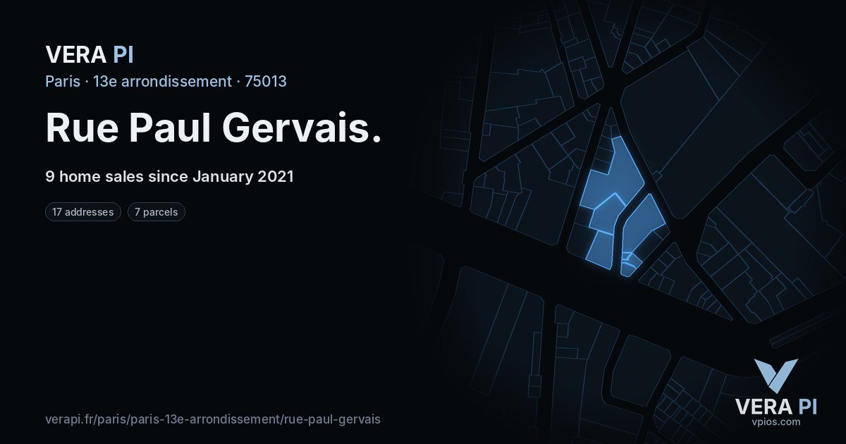 Rue Paul Gervais, 13e arrondissement at night – every parcel coloured by the prices around it, the street's own parcels lit