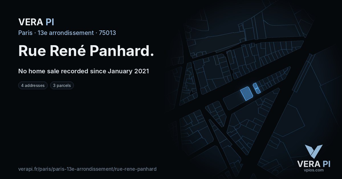 Rue René Panhard, 13e arrondissement at night – every parcel coloured by the prices around it, the street's own parcels lit
