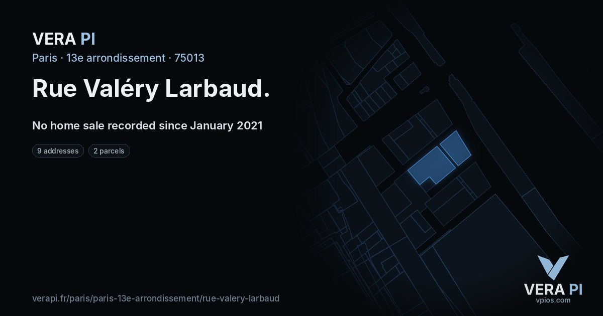 Rue Valéry Larbaud, 13e arrondissement at night – every parcel coloured by the prices around it, the street's own parcels lit