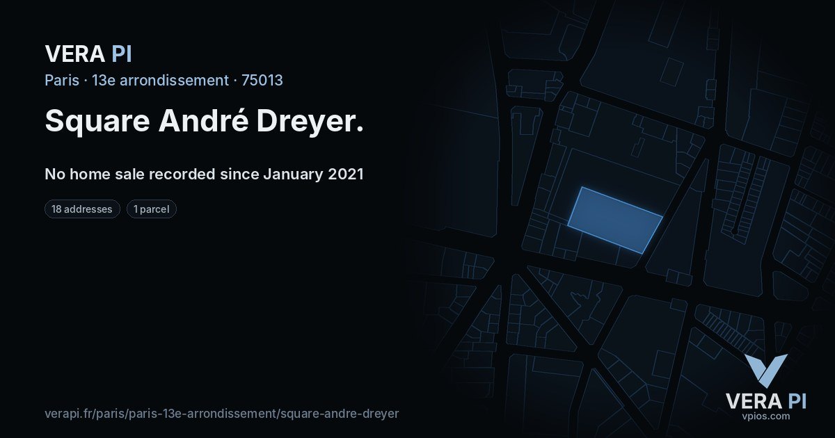 Square André Dreyer, 13e arrondissement at night – every parcel coloured by the prices around it, the street's own parcels lit
