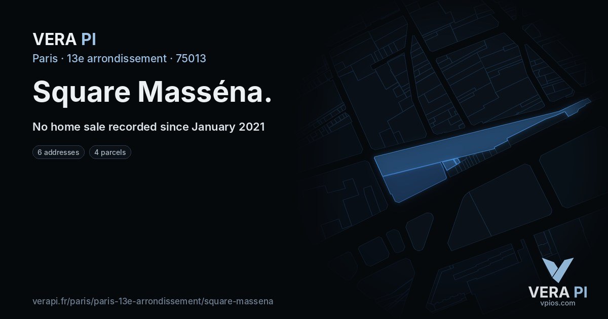 Square Masséna, 13e arrondissement at night – every parcel coloured by the prices around it, the street's own parcels lit