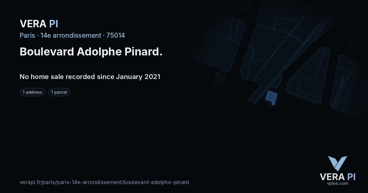 Boulevard Adolphe Pinard, 14e arrondissement at night – every parcel coloured by the prices around it, the street's own parcels lit