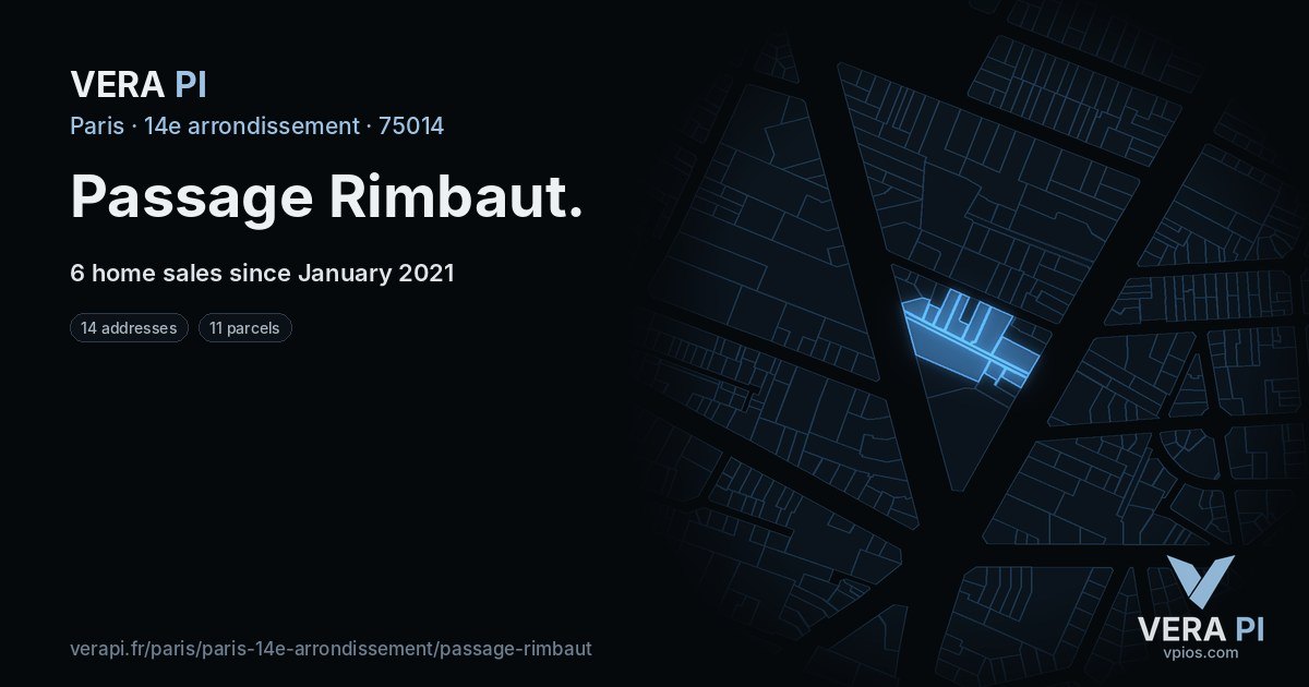 Passage Rimbaut, 14e arrondissement at night – every parcel coloured by the prices around it, the street's own parcels lit