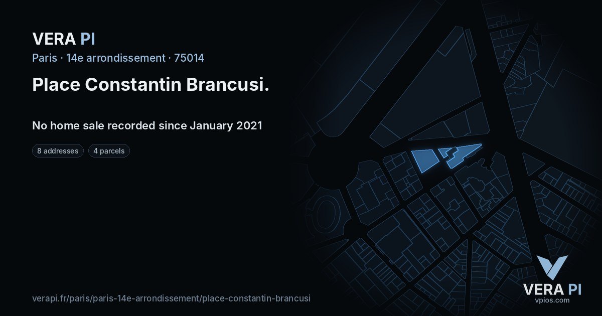 Place Constantin Brancusi, 14e arrondissement at night – every parcel coloured by the prices around it, the street's own parcels lit