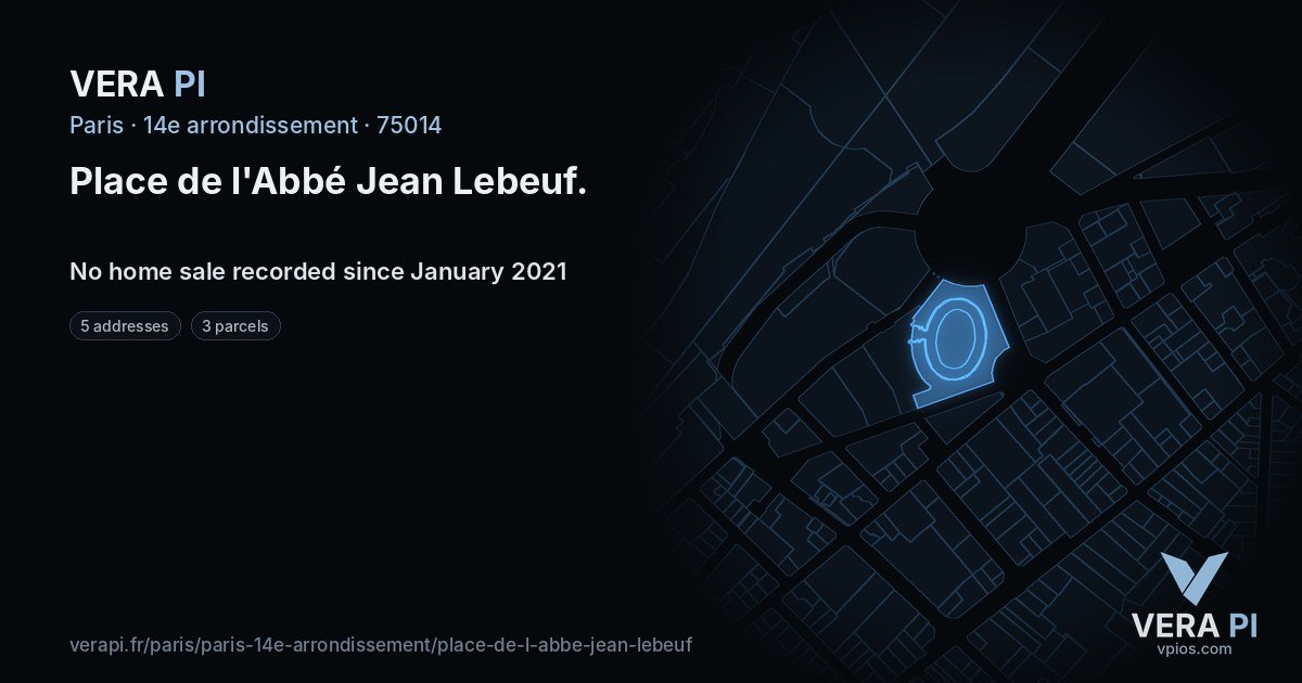 Place de l'Abbé Jean Lebeuf, 14e arrondissement at night – every parcel coloured by the prices around it, the street's own parcels lit