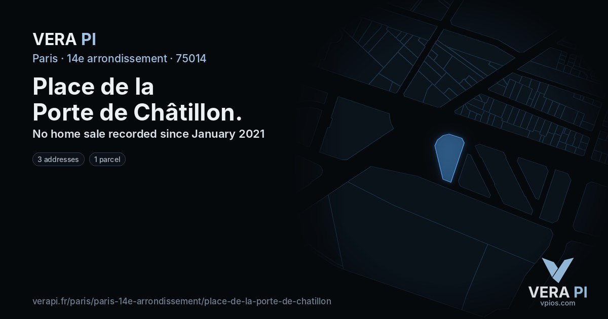 Place de la Porte de Châtillon, 14e arrondissement at night – every parcel coloured by the prices around it, the street's own parcels lit