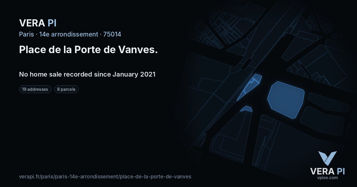 Place de la Porte de Vanves, 14e arrondissement at night – every parcel coloured by the prices around it, the street's own parcels lit