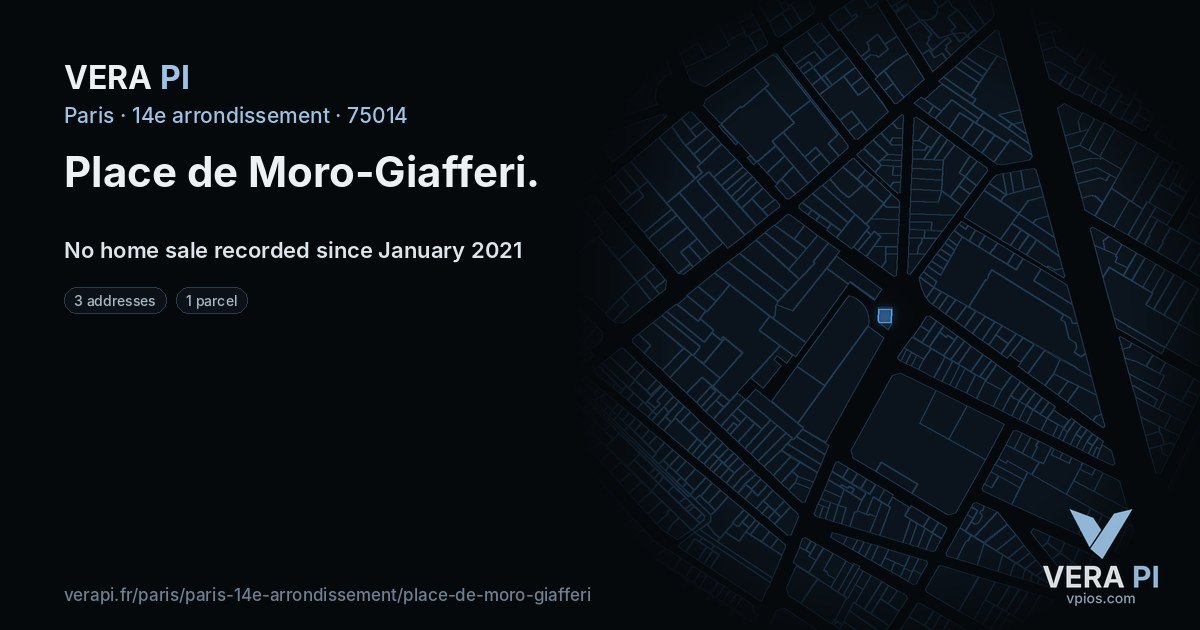 Place de Moro-Giafferi, 14e arrondissement at night – every parcel coloured by the prices around it, the street's own parcels lit