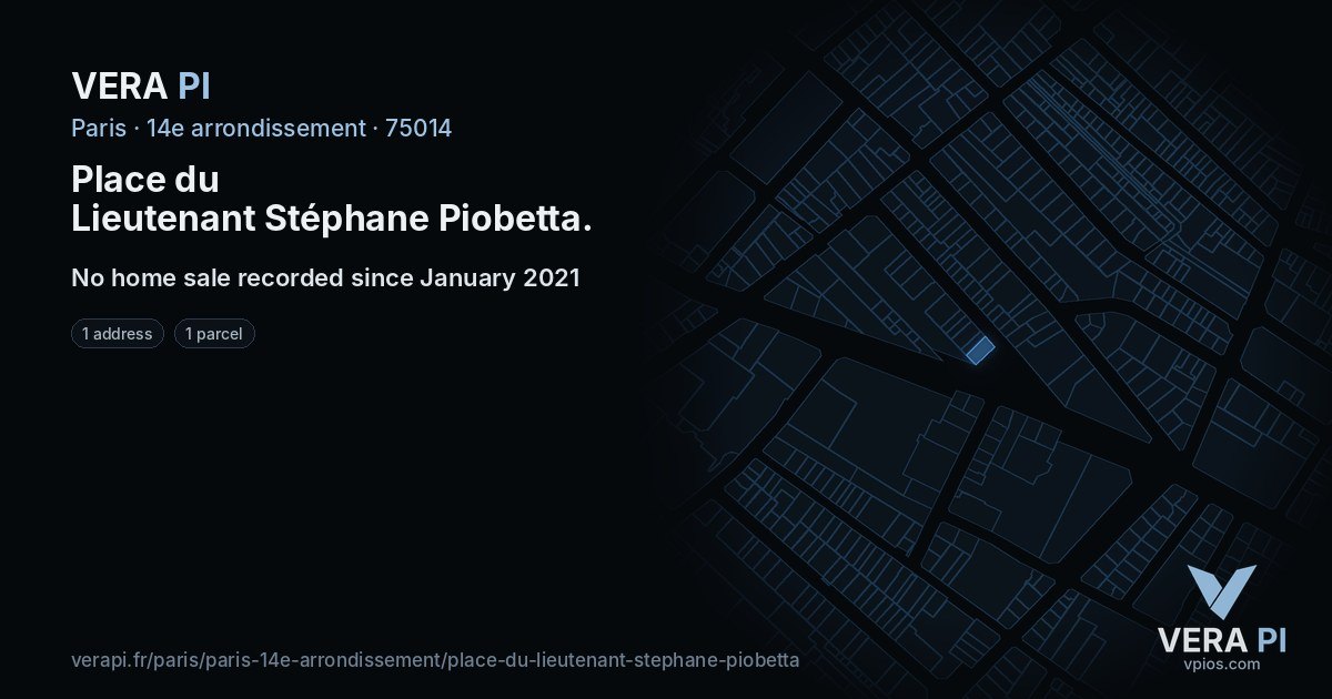Place du Lieutenant Stéphane Piobetta, 14e arrondissement at night – every parcel coloured by the prices around it, the street's own parcels lit