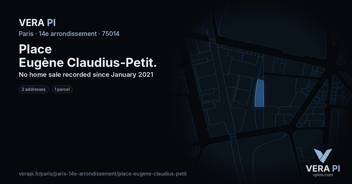 Place Eugène Claudius-Petit, 14e arrondissement at night – every parcel coloured by the prices around it, the street's own parcels lit