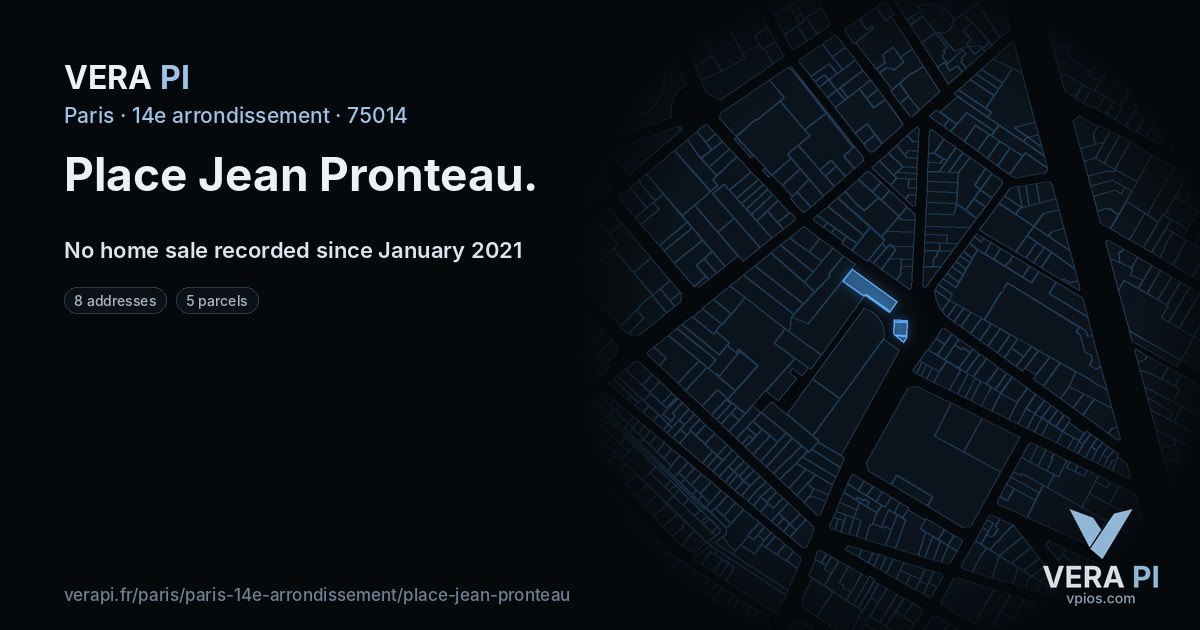 Place Jean Pronteau, 14e arrondissement at night – every parcel coloured by the prices around it, the street's own parcels lit