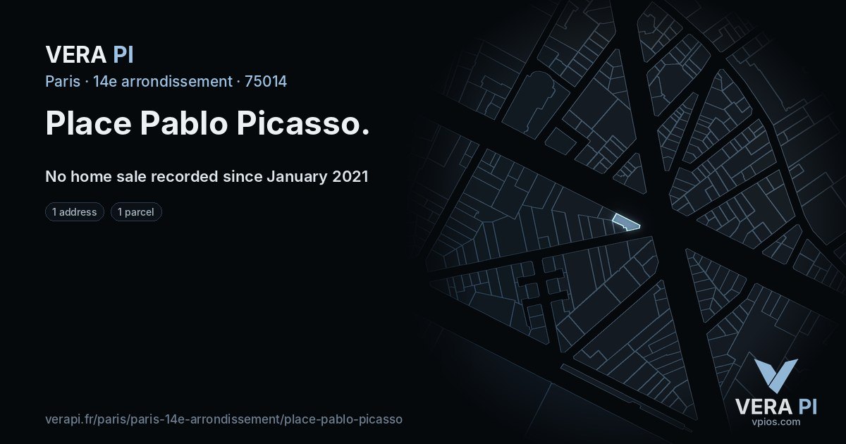 Place Pablo Picasso, 14e arrondissement at night – every parcel coloured by the prices around it, the street's own parcels lit