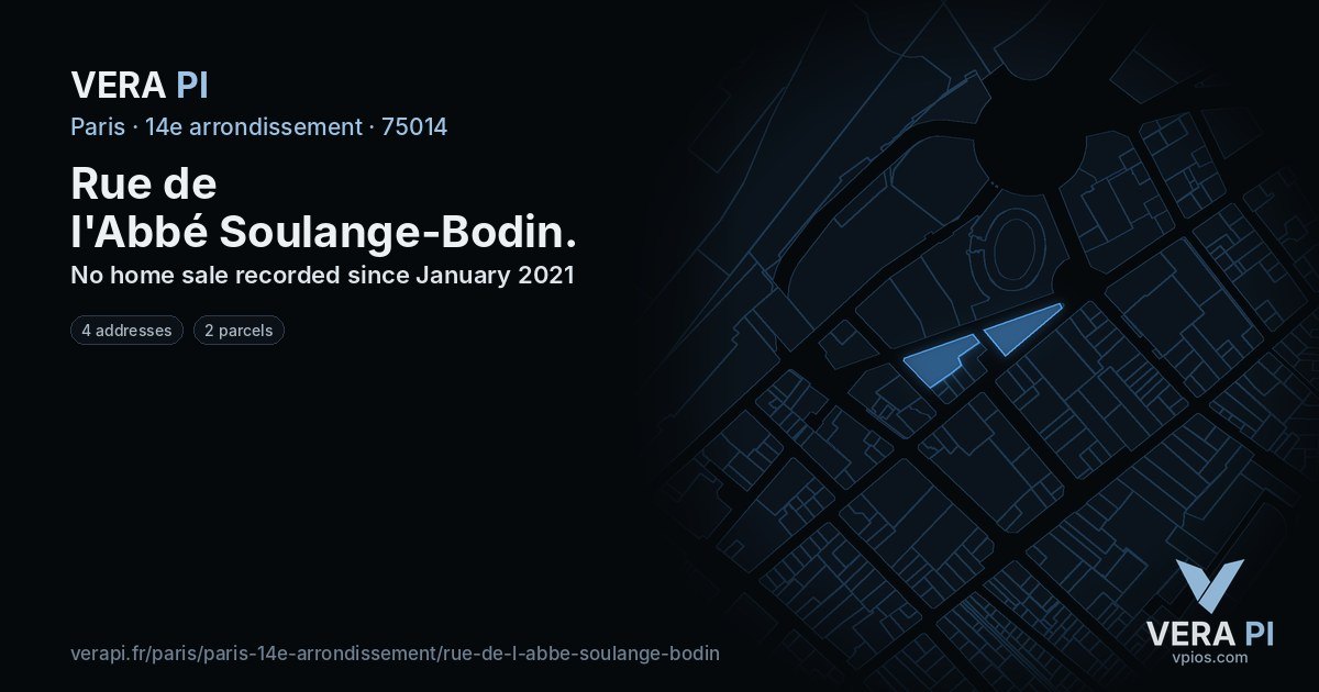 Rue de l'Abbé Soulange-Bodin, 14e arrondissement at night – every parcel coloured by the prices around it, the street's own parcels lit