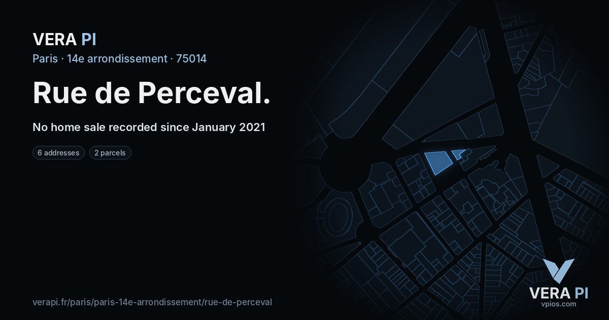 Rue de Perceval, 14e arrondissement at night – every parcel coloured by the prices around it, the street's own parcels lit