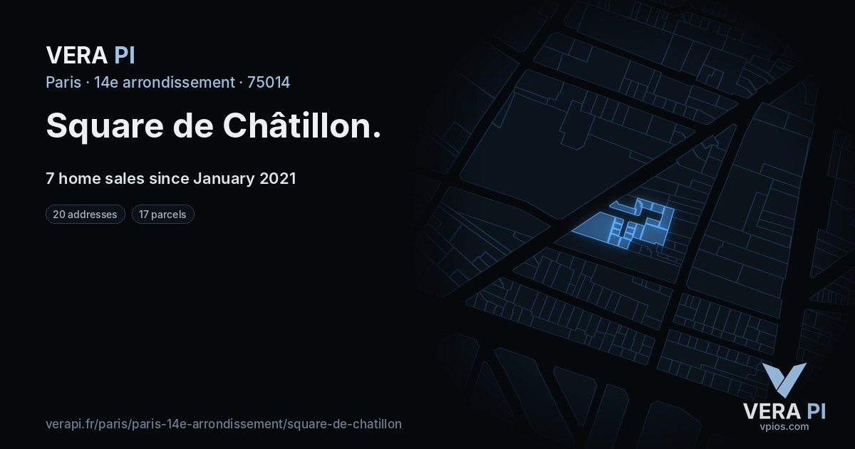 Square de Châtillon, 14e arrondissement at night – every parcel coloured by the prices around it, the street's own parcels lit