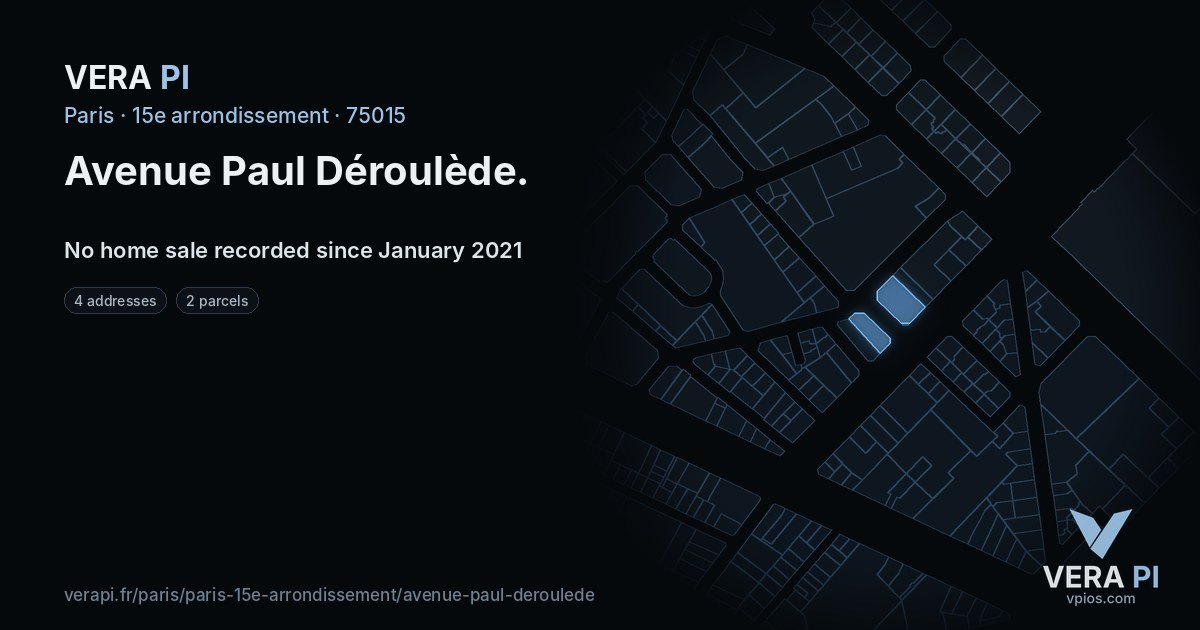 Avenue Paul Déroulède, 15e arrondissement at night – every parcel coloured by the prices around it, the street's own parcels lit