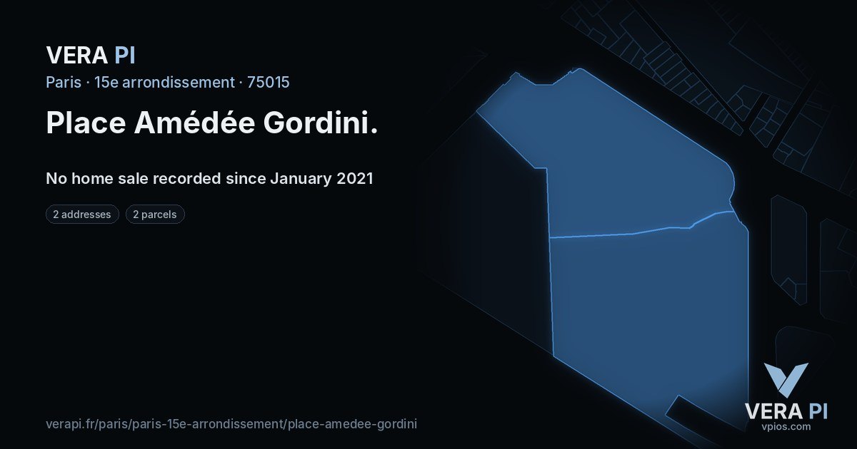 Place Amédée Gordini, 15e arrondissement at night – every parcel coloured by the prices around it, the street's own parcels lit