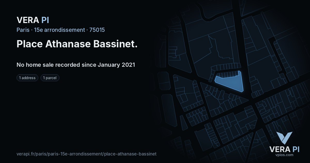 Place Athanase Bassinet, 15e arrondissement at night – every parcel coloured by the prices around it, the street's own parcels lit