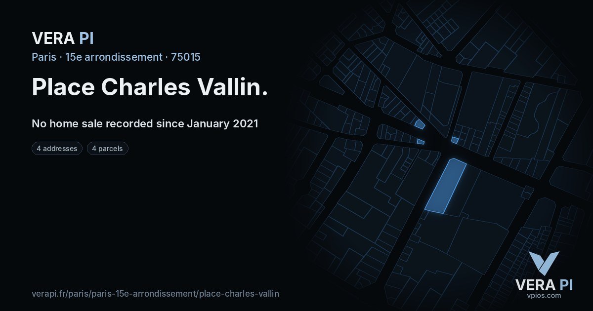 Place Charles Vallin, 15e arrondissement at night – every parcel coloured by the prices around it, the street's own parcels lit