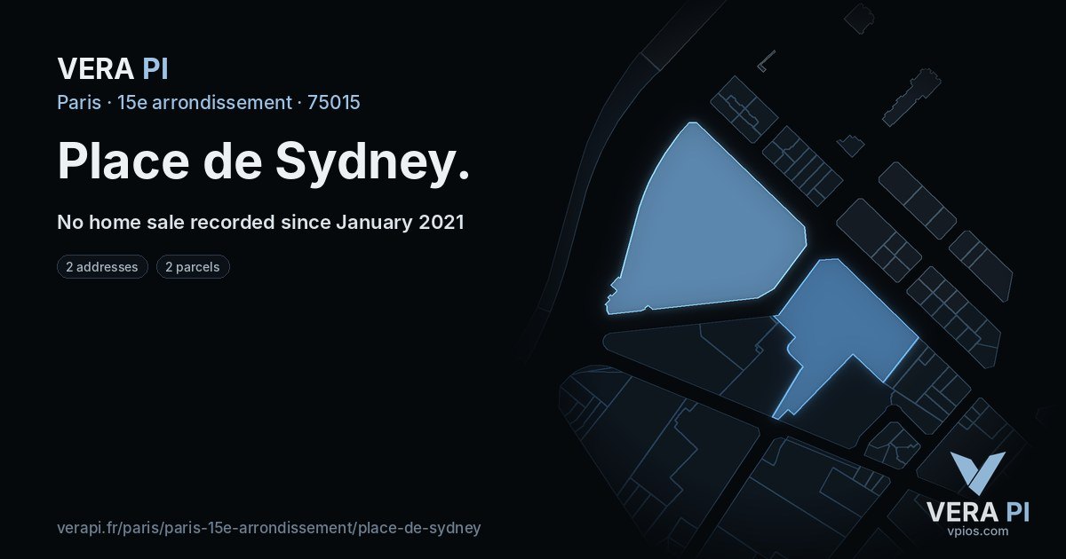 Place de Sydney, 15e arrondissement at night – every parcel coloured by the prices around it, the street's own parcels lit