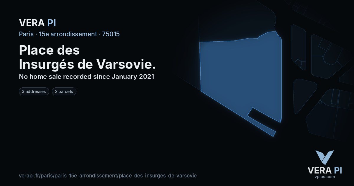 Place des Insurgés de Varsovie, 15e arrondissement at night – every parcel coloured by the prices around it, the street's own parcels lit