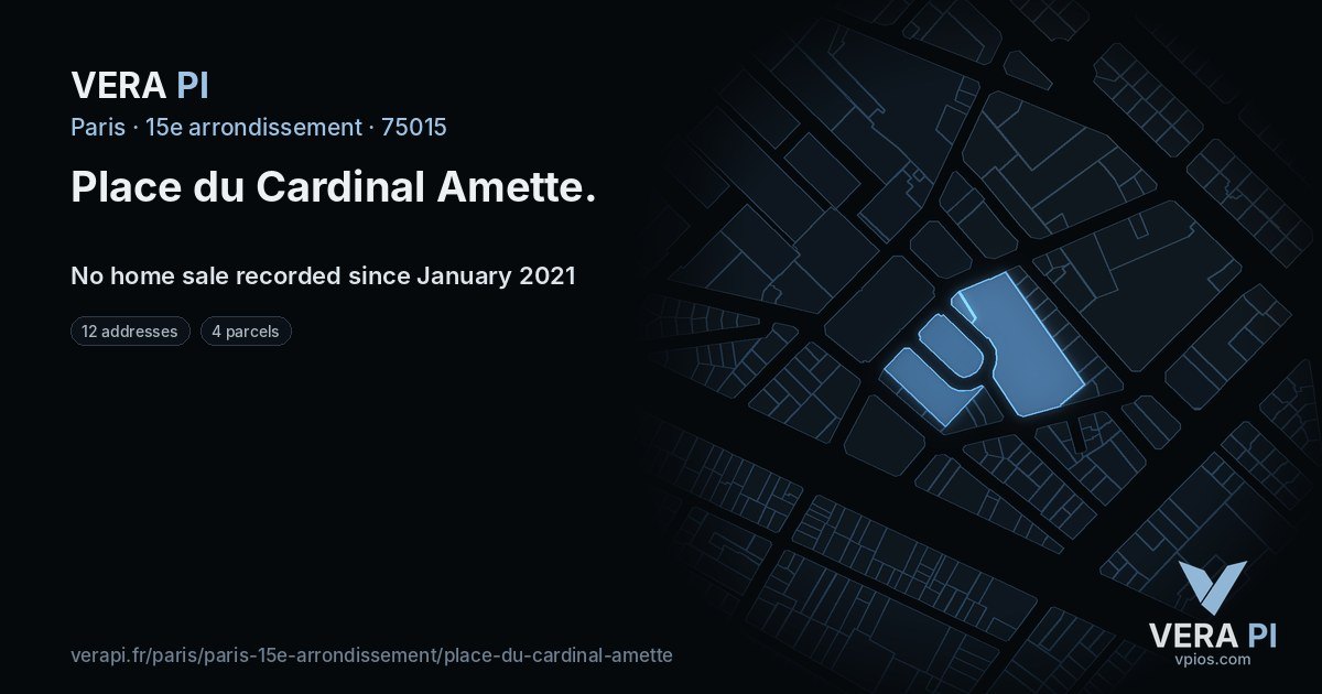 Place du Cardinal Amette, 15e arrondissement at night – every parcel coloured by the prices around it, the street's own parcels lit