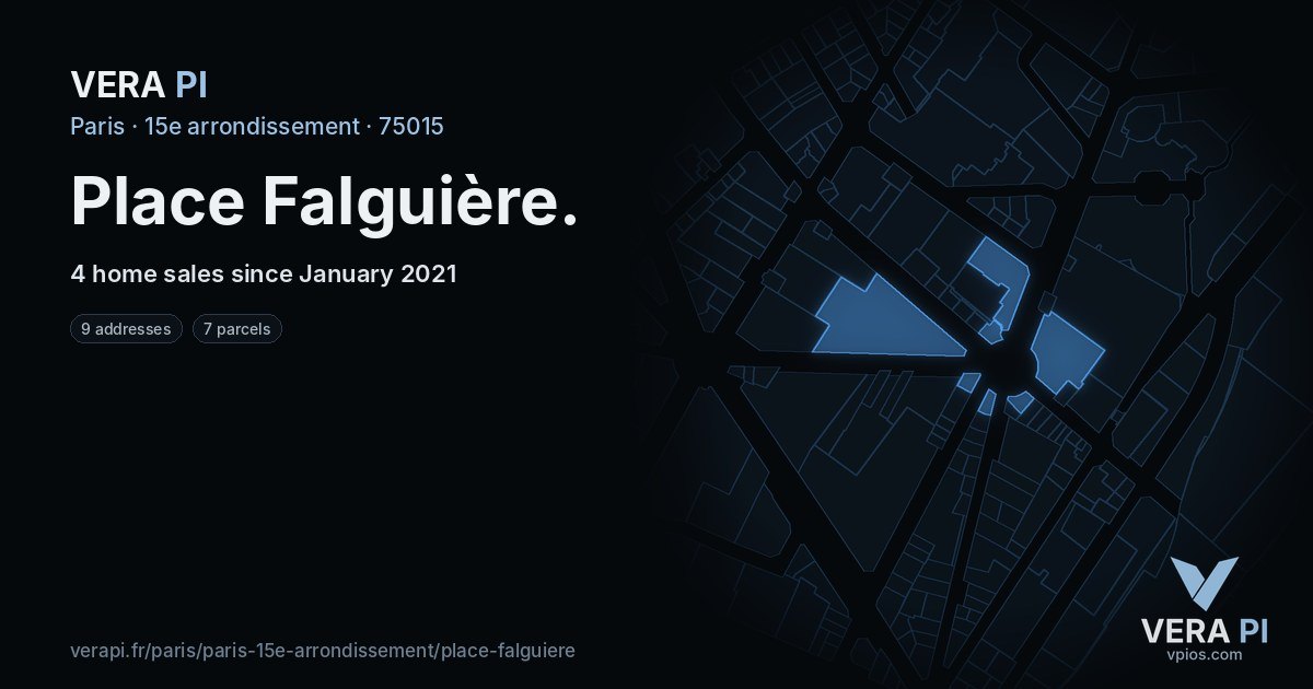 Place Falguière, 15e arrondissement at night – every parcel coloured by the prices around it, the street's own parcels lit