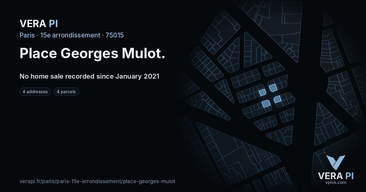 Place Georges Mulot, 15e arrondissement at night – every parcel coloured by the prices around it, the street's own parcels lit