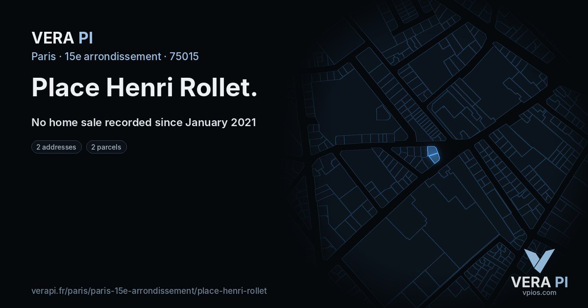 Place Henri Rollet, 15e arrondissement at night – every parcel coloured by the prices around it, the street's own parcels lit