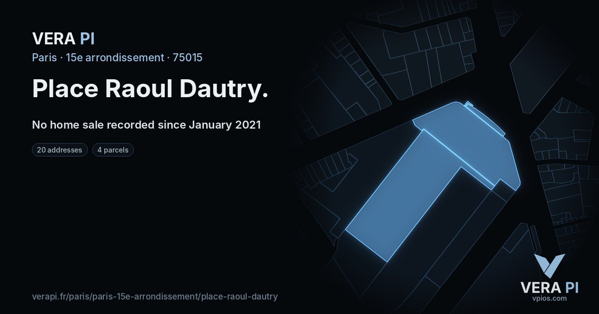 Place Raoul Dautry, 15e arrondissement at night – every parcel coloured by the prices around it, the street's own parcels lit