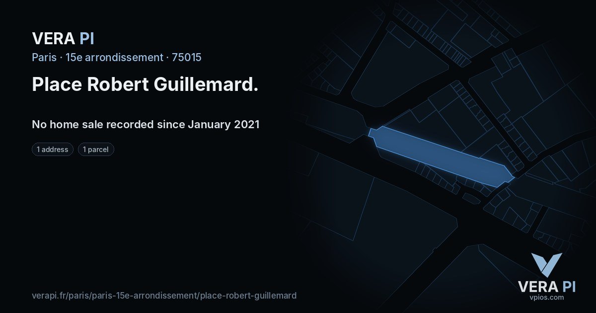 Place Robert Guillemard, 15e arrondissement at night – every parcel coloured by the prices around it, the street's own parcels lit