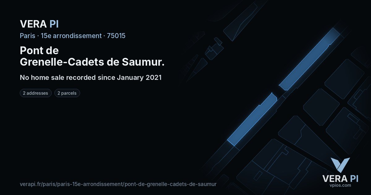 Pont de Grenelle-Cadets de Saumur, 15e arrondissement at night – every parcel coloured by the prices around it, the street's own parcels lit