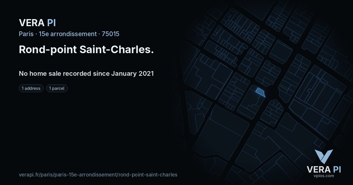 Rond-point Saint-Charles, 15e arrondissement at night – every parcel coloured by the prices around it, the street's own parcels lit