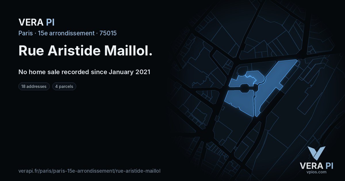 Rue Aristide Maillol, 15e arrondissement at night – every parcel coloured by the prices around it, the street's own parcels lit