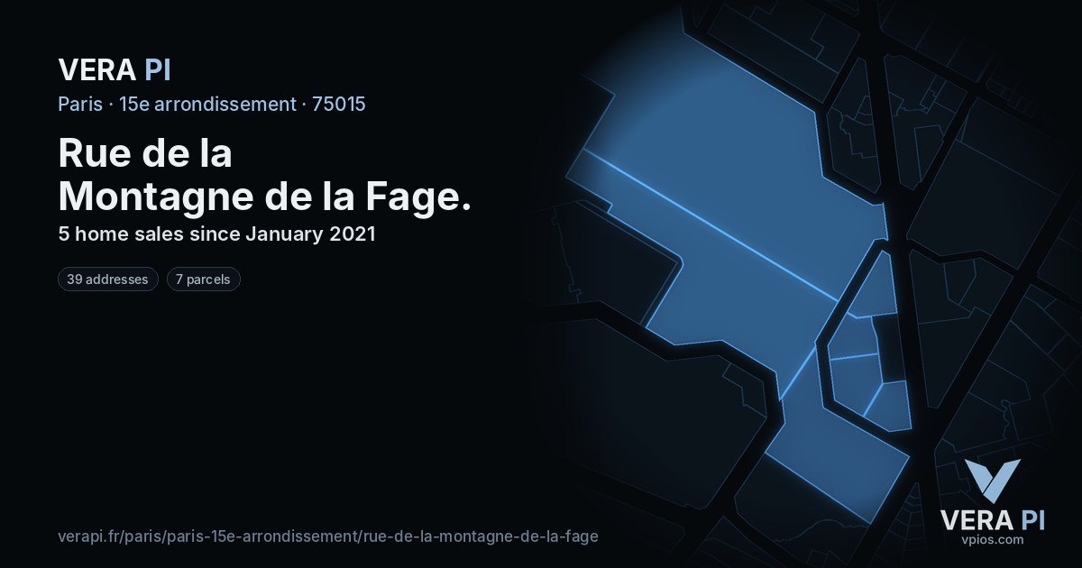 Rue de la Montagne de la Fage, 15e arrondissement at night – every parcel coloured by the prices around it, the street's own parcels lit