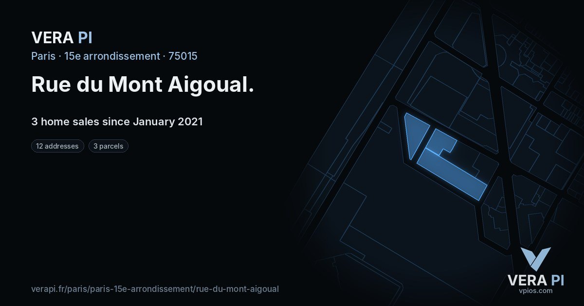 Rue du Mont Aigoual, 15e arrondissement at night – every parcel coloured by the prices around it, the street's own parcels lit